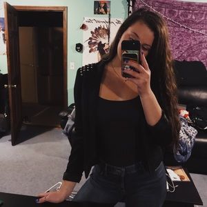 H&M studded shoulder black blazer